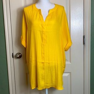 NEW Lane Bryant Yellow Mixed-Media Top sz 22/24